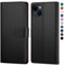 SkyDuck for iPhone 13 6.1 Phone case with [RFID Blocking][Credit Card Holder] with 1 Tempered Glass Screen Protector,PU Leather Flip Book Protective Cover Women Men for Apple 13 cases Black