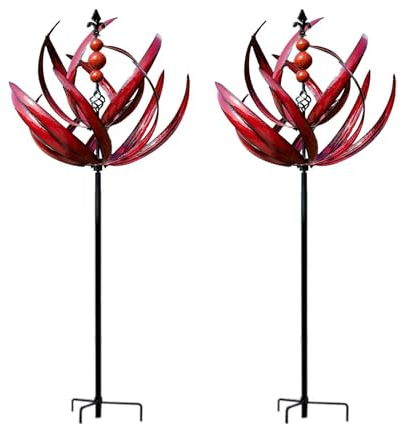Garten Windrad, Metall Windspiel Lotus Windmühle Windspiel Gartendeko Blumenstecker 90cm Wetterfest Und Standfest Windspinner Für Draußen Garten Hof