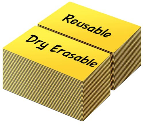 LLPT Dry Erase Magnetic Labels | 50PCS | Blank Writable Magnet Stickers Reusable for Refrigerator Desktop Shelf DIY Whiteboard (DML2040YW) | Color Yellow | 5CM x 10CM