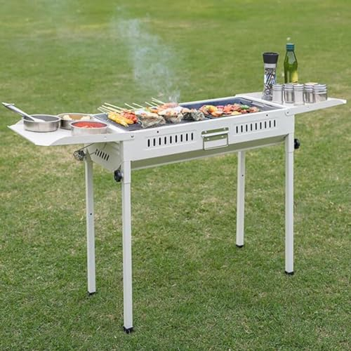 Barbecue A Carbone Portatile, Grill Barbecue Pieghevole In Metallo, Griglia A Carbonella Da Campeggio A Spiedo Di Agnello BBQ Con Ripiano Di Stoccaggio E Maniglia
