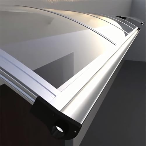 Pultvordach Vordach mit Alu-Regenrinne Transparente Haustür Überdachung,Gartenterrasse Regenschutz Markise Polycarbonat Rahmen aus Aluminium,Pultbogenvordach Schutz vor Regen (120×600cm)