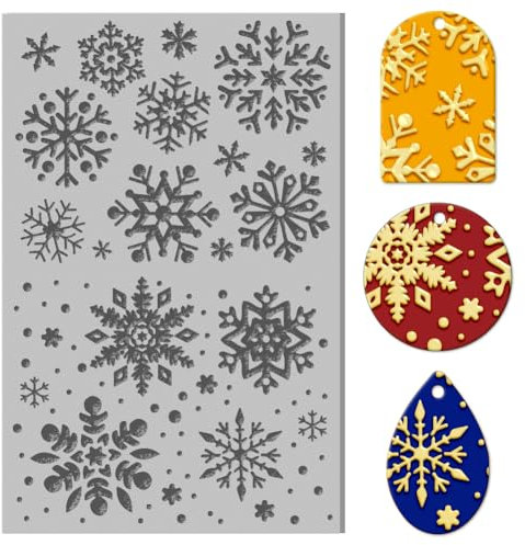 CHGCRAFT Feuilles de Texture D'Argile Polymère D'Hiver de Flocons de Neige Tapis de Texture D'Argile en Caoutchouc Rouleau de Texture D'Argile Polymère Outils pour Créer des Motifs