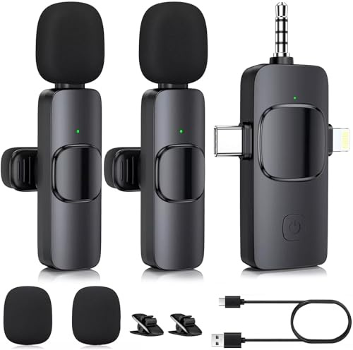Aolemoa 3 in 1 Wireless Lavalier Microphone for iPhone, Camera, USB-C, Wireless Lavalier, Professional Mini Mic with Noise Reduction, Lapel Mic for Video/Vlog/TikTok/YouTube