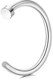 NAVZA Unisex 6mm & 8 mm Women Fake Stainless Steel Smooth Nose Ring Silver Hoops