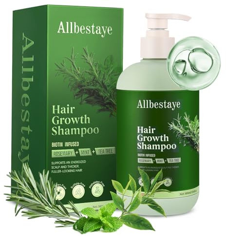Rosemary Shampoo for Hair Growth, Rosemary Mint Thickening Shampoo with Biotin and Tea Tree Oil, Nourishes and Soothes Dry Itchy Scalp, Strengthening Shampoo for Thinning Hair 500 ml