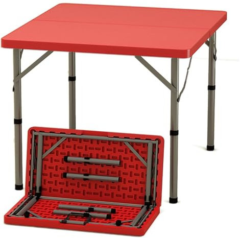 Mahjong-Tisch, Klapptisch, Kunstharztisch, zusammenklappbarer Tisch, tragbar, leicht, höhenverstellbar in zwei Positionen, 15,7/29,1 Zoll, geeignet für Spielkarten, Mahjong und Brettspiele (grau)