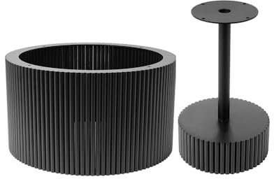 woplus Metall Tischgestell Rund Schwarz mit Riffelstruktur – Ohne Platte (Klein+Größ)