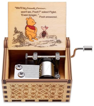 Yesnote Pooh Music Box Gift for Friend, Friendship Gift for Sister BFF Valentine Day Anniversary Christmas Birthday Gifts Present Wooden Hand Crank Music Box Play You Are My Sunshine