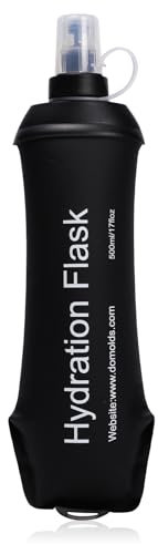 Risipu 500ml Soft Flask Faltbare Laufen Wasserflasche TPU Handheld Faltbare Trinkflasche für Rucksack Wandern Radfahren Klettern (Schwarz)