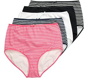 Ulla Popken Damen große Größen Übergrößen Plus Size Maxislips, 5er-Pack, Ringel/einfarbig, High Waist