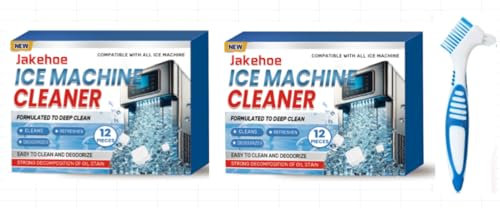 24 Stück Eiswürfelmaschine Reiniger, Hocheffiziente Reinigungstabletten, Entkalker für Arbeitsplatte, Hilft, Hartes Wasser und Kalk zu Entfernen, für Kühlschränke, Arbeitsplatten, Eismaschinen