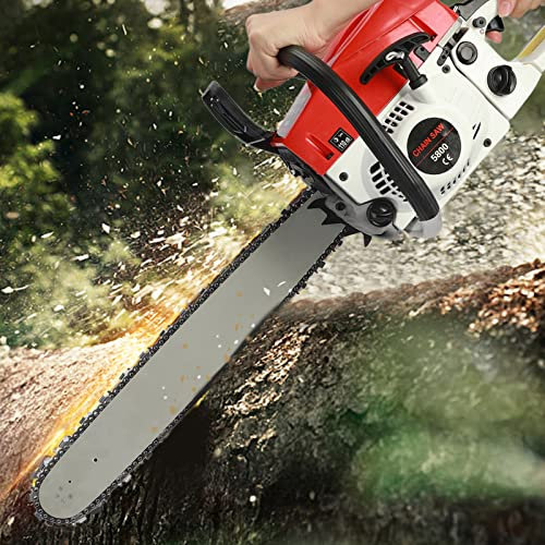 58cc Tronçonneuse à essence – Tronçonneuse thermique-Elagueuse Thermique - Moteur à essence 2 temps de 2.4kw/3.2hp - 20 Inches - Guide et chaîne ProCut (rouge)