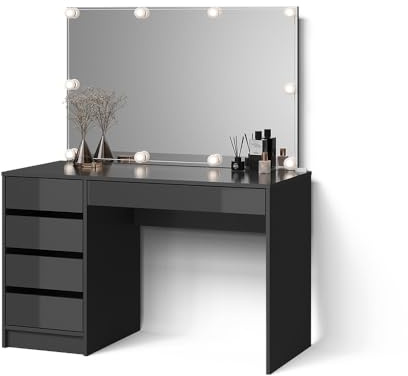 Livinity Schminktisch Imola, Anthrazit, 120 cm mit LED Beleuchtung