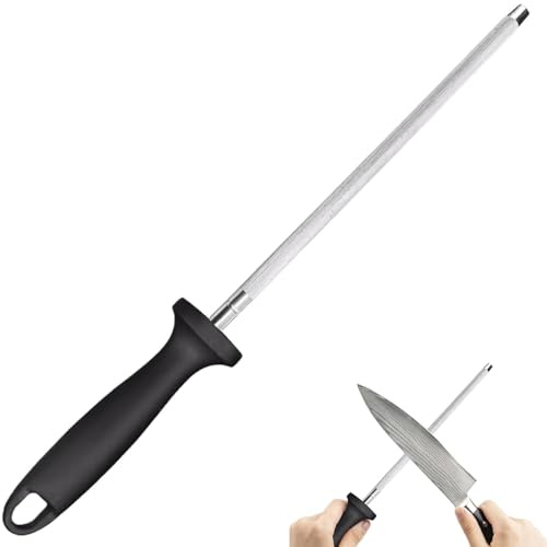 Knife Sharpener Rod,with Non-Slip Handle with Hanging Holes,8 Inch | Sharpening Steel,Used for Daily Maintenance of Kitchen Knives
