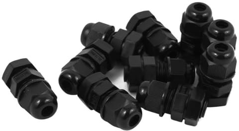TA-VIGOR 10Pcs M8 x 1.25 Cable Gland, IP68 Waterproof Adjustable Plastic Nylon Wire Connectors Gland Joints for 2mm-4mm Cables, Locknut Stuffing Glands with Locknut and Washer – Black