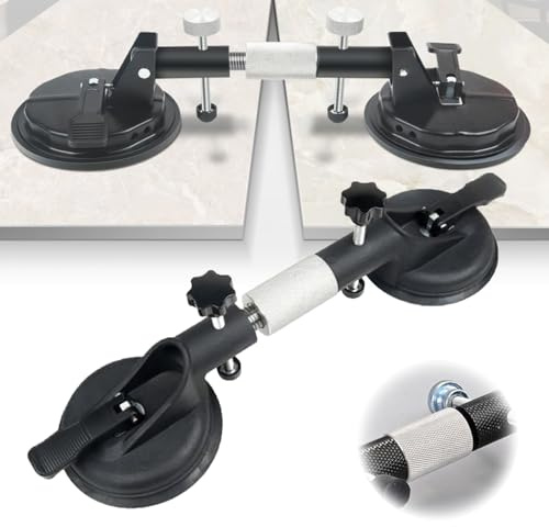 Saugheber, Vakuum Saugnapf Set für Bodenlücken, Vakuumheber Belastbarkeit 120-150kg, Laminat Verlegeset, Laminat Werkzeug, Saugheber Regler für Fliesen, Möbel, Glas, Laminat (Schwarz-41CM)