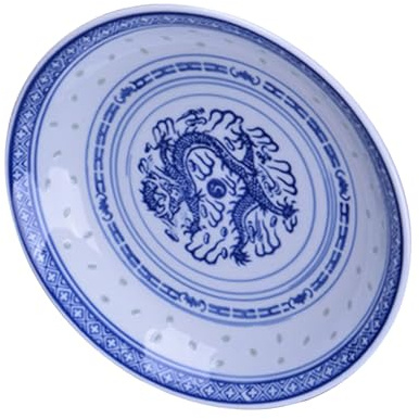 ABOOFAN Blauer Drachenmusterplatte aus Keramik im Vintage Stil | 1 Stück, für Snacks und Aufbewahrung, Dekorativ und Standfest bei Festen