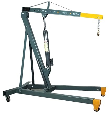 Werkstattkran Motorheber 2T,Faltbar Hydraulik-Werkstattkran mit Teleskopausleger und 6 Rädern für Motor, Getriebe und Fahrzeugmontage
