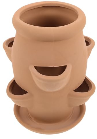 Yardenfun Pot de Fleurs en Céramique Fraisiers à 6 Ouvertures, Terre Cuite | Jardinière Extérieure en Terre Cuite, Pot Fraisier Décoratif, Usage Intérieur et Extérieur