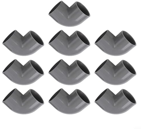 Sawhamale 10 Pack 90 Degree PVC-U Pipe Fittings 50mm Grey Elbow Connector, 10 Bar Pressure Rating for Swimming Pool Irrigation Plumbing Systems, Temperature Range 0-45C