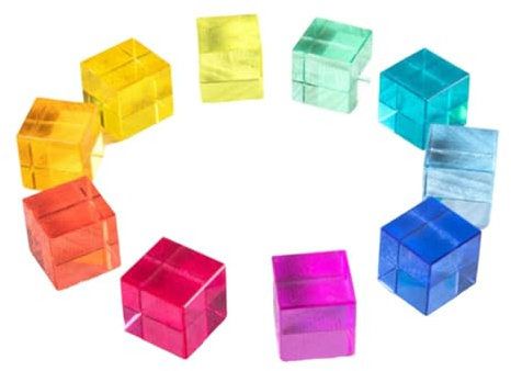 RNXRZANK 100 Regenbogen Acrylwürfel, Stapelwürfel, Lernspielzeug Zum Erlernen von Farben, für Jungen Und Mädchen, Durchscheinend, Zum Basteln