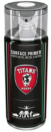 TITANS HOBBY Blanc Mat 400 ml Spray Apprêt Acrylique en Aérosol pour Maquettes Wargames Tabletop Figurines Plastique Métal Résine