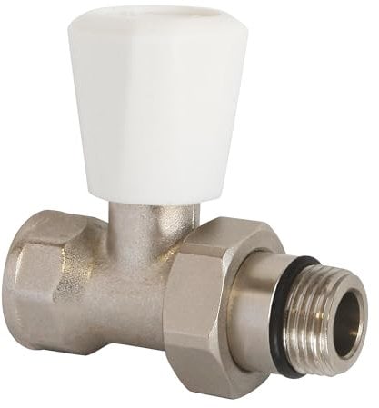 SOMATHERM FOR YOU, Robinet de radiateur droit 1/2 nickelé avec réglage manuel, étanchéité optimale, température max 100°C, pression 10 bars, compatible avec tous les radiateurs