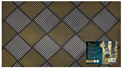 JVL Platina Scraper Rubber Doormat, 40x70cm, Silver/Gold