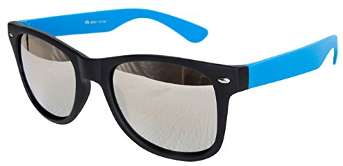 Ciffre Sonnenbrille Nerdbrille Nerd Retro Look Brille Pilotenbrille Vintage Look - ca. 80 verschiedene Modelle Türkis Schwarz Verspiegelt