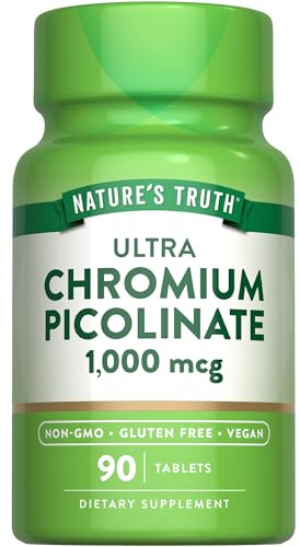 Nature's Truth Ultra Chromium Picolinate 1000mcg | 90 Tablets | Vegan, Non-GMO & Gluten Free Supplement