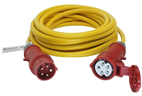 CEE-Verlängerungskabel 400V/16A IP44 PVC K35 AT-N07V3V3-F 5x2,5 mm² gelb mit ST/KU 5-polig Phasenwender 25m