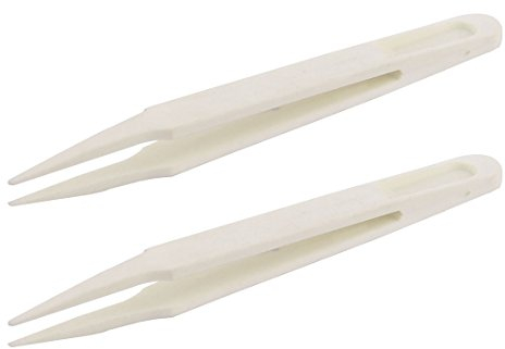 sourcing map Plastique Antistatique Brucelles Électronique Réparation Outil 12cm Longueur 2Pcs Beige