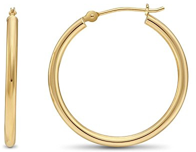 14 Karat 585 Gold Hochglanz Creolen Ohrringe Gelbgold - Breite 2 mm - Große Wählbar (23 Millimeter)