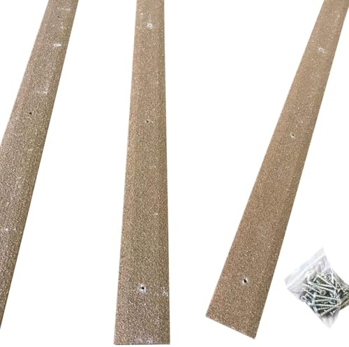 GreenTec 5pk 600mm Brown GRP Anti-Slip Decking Strips | 3mm thick, 50mm wide pre-drilled GRP strips for decking, steps and ramps, with fixings included for outdoor grip.