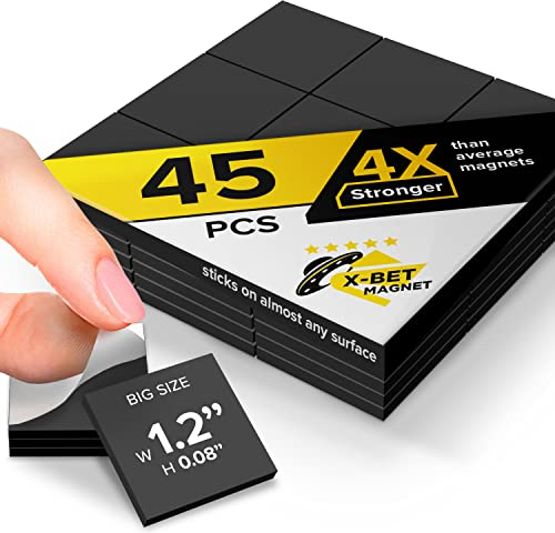 X-bet MAGNET Imanes Grandes con Respaldo Adhesivo Imanes autoadhesivos Redondos y Cuadrados - Imanes Adhesivos Flexibles Grandes con Respaldo Adhesivo (45 Cuadrados)