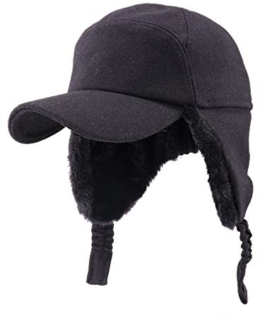 Gisdanchz Trapper Hat Outdoor Cap Winter Winter Hut Herren Fliegermütze Fliegermütze Grau Pelz Männer Cap Warmer Hut Herren Ohrenschutzer Navy Bomber Schwarz