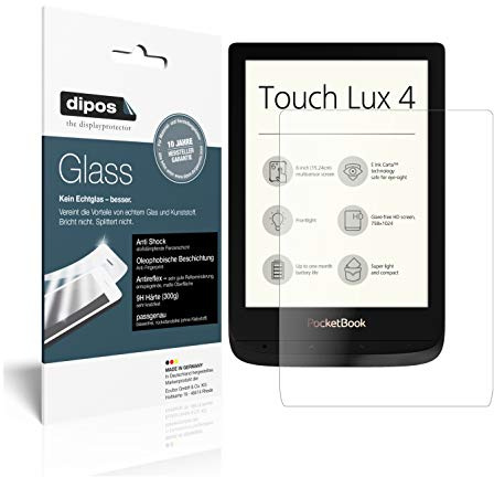 dipos I 2X Displayschutz matt kompatibel mit Pocketbook Touch Lux 4 Schutzfolie 9H Anti-Shock