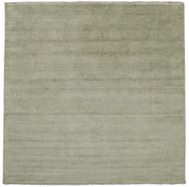 RugVista, Handloom Fringes, Teppich, Mittelflor, 250 x 250 cm, Quadratisch, Wolle, Flur, Schlafzimmer, Küche, Wohnzimmer, Soft Teal, Hell Grün