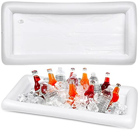 Bramble - 2 XL Aufblasbare Buffet Eiswürfelschale Bar für Poolpartys - Spielplatte, Getränkehalter, Schwimmende Poolbar für Getränke, Bier & Snacks - 130x65x13cm