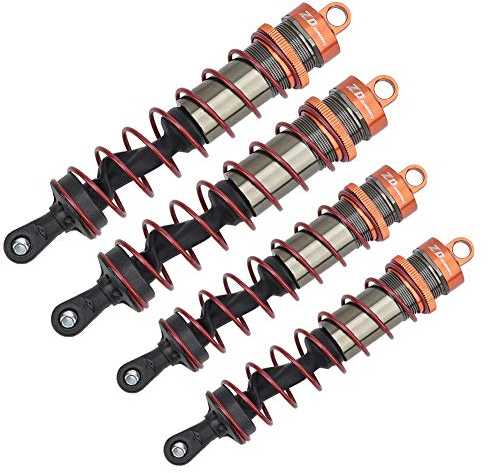 Tbest Stoßdämpfer für RC Auto, Stoßdämpfer vorne verstellbar für vordere Öldruckdämpfer aus Metall, 4 Stück für 1/8 Zoll RC Auto (Orange)