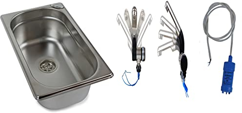 Edelstahl Spülbecken Camping Spüle Waschbecken 265x160x100 mm + Barwig Wasserhahn schwarz/chrom + 12v Tauchpumpe (ad-ideen)