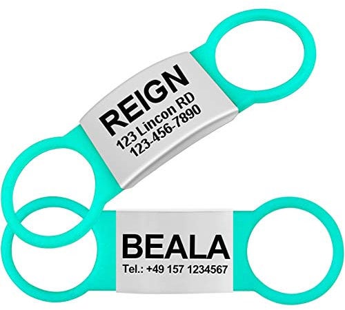 TagME 2er Pack Hundemarke/Hundemarke mit Gravur für Hunde und Katzen für Kleine und Mittelgroße Hunderassen, Personalisierbar, Türkis, S