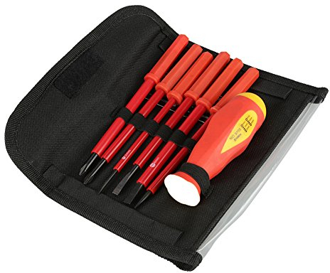 LetCart Set Cacciaviti Elettricista, 7 Pezzi Certificati VDE Cacciaviti Isolati Punte a Punta Nera Temprate con Design Ergonomico Antirollio