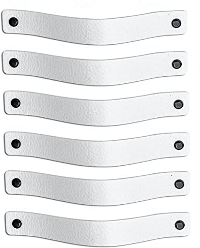 Brute Strength - Ledergriffe für Möbel - Weiß - 6 Stück - 20 x 2,5 cm - Schrankgriff, Türgriff für Küche, Bad, Schränke, Kommode, Holz