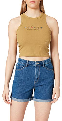 ONLY Damen Shorts high Waist 5-Pocket Design Knopfleiste Reißverschluss Kurze Bermudas, Farben:Blau-3, Größe:S