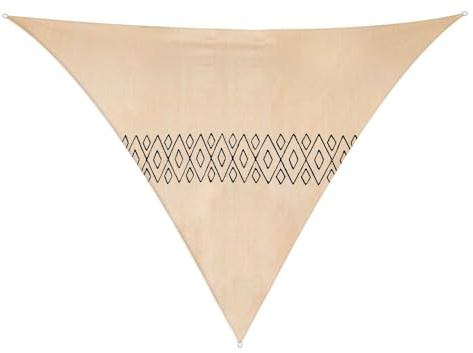 LOLAhome Toldo Vela de sombreo Maori Bordado Natural de Tela HDPE 3x3x3 | Fibras Alta resistencia 200gr y m2 HDPE, Protección UV, Transpirable. Para Exteriores Jardin, Patio, Terraza