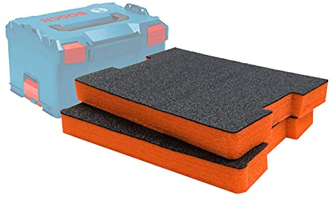 Shadow Foam L-Boxx Einsätze [Doppelpack] für Bosch L-Boxx 102-374 Schaumstoff für Sortimo L-Boxx Modular Werkzeugkoffer (50mm, Orange)