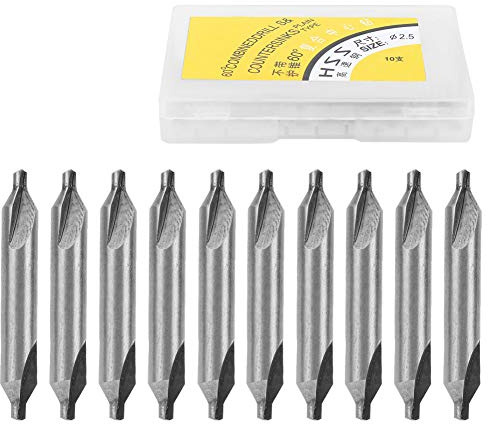 Jeanoko 10Pcs Center Drill Bit Set High Speed Steel 4341 Straight Shank Center Drill Bit Combo Drilling Tools 2.5mm for Hole ProcessingDrilling tools