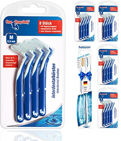 One Drop Only® - 5 x 8er Blister Interdentalbürsten 0,6 mm (M) + 1 Zahnbürste GRATIS/Interdentalbürste & Interdental Brush zur Zwischenzahnreinigung/beste Mundhygiene durch Dentalbürsten