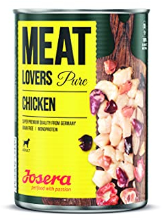 Josera Meat Lovers Pure Chicken | Nassfutter für Hunde | hoher Fleischanteil | getreidefrei | leckeres Huhn | Alleinfuttermittel | 6 x 400 g